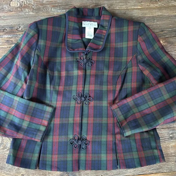 Vintage Miss Dorby dark plaid jacket EVC size 12 - Picture 7 of 12